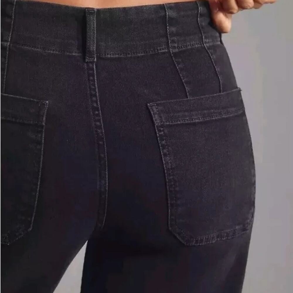 Maeve By Anthropologie The Colette Denim Cropped Wide Leg Jeans Black Sz 28 - Picture 3 of 6
